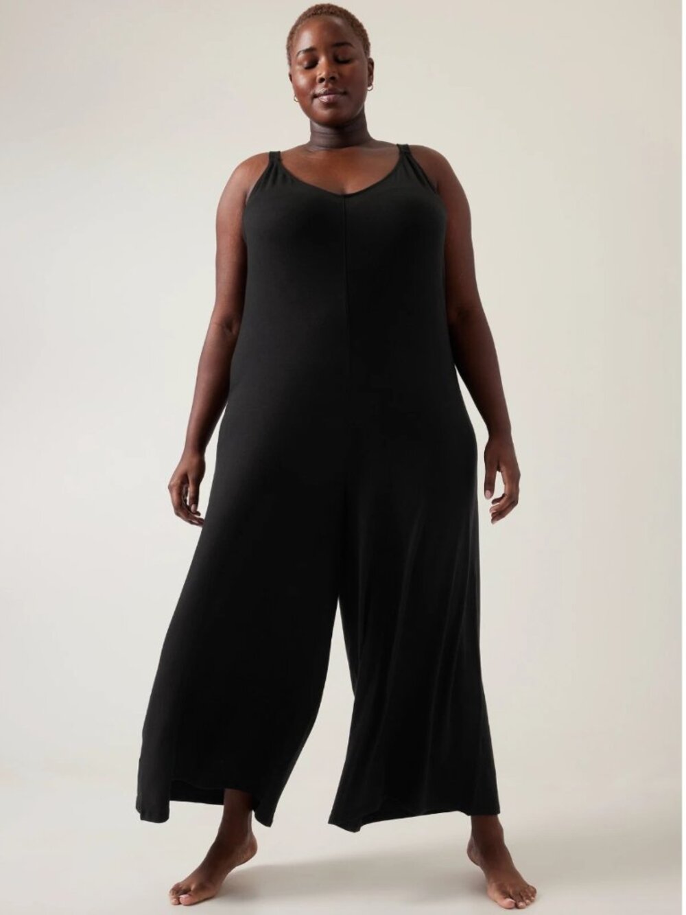 Athleta Nighttime Bliss V-Neck Romper Black Lounge Travel Plus Size 3X NWT